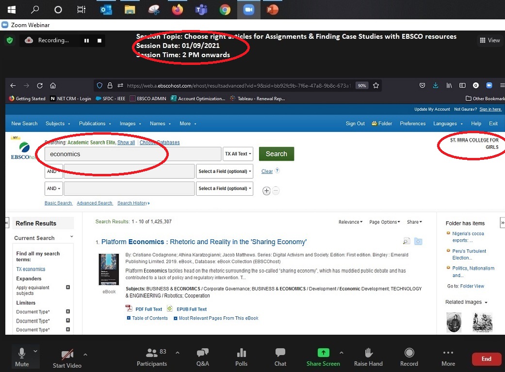 Searching Demonstration for ECONOMICS